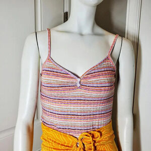 Forever 21 Juniors Size Large Multicolor Striped Cami Tank Top Cropped NWOT